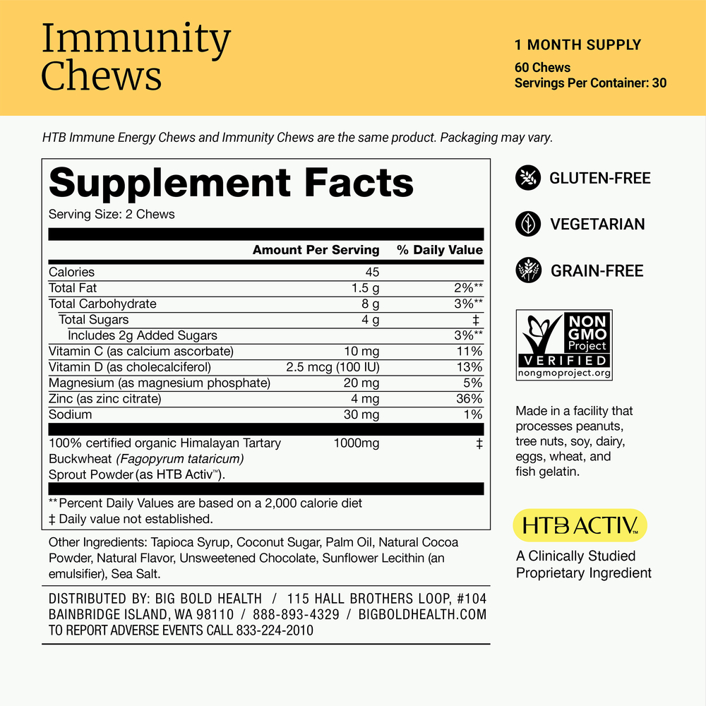 Product image for Immunity Chews, Chocolate (formerly HTB Immune Energy Chews).
