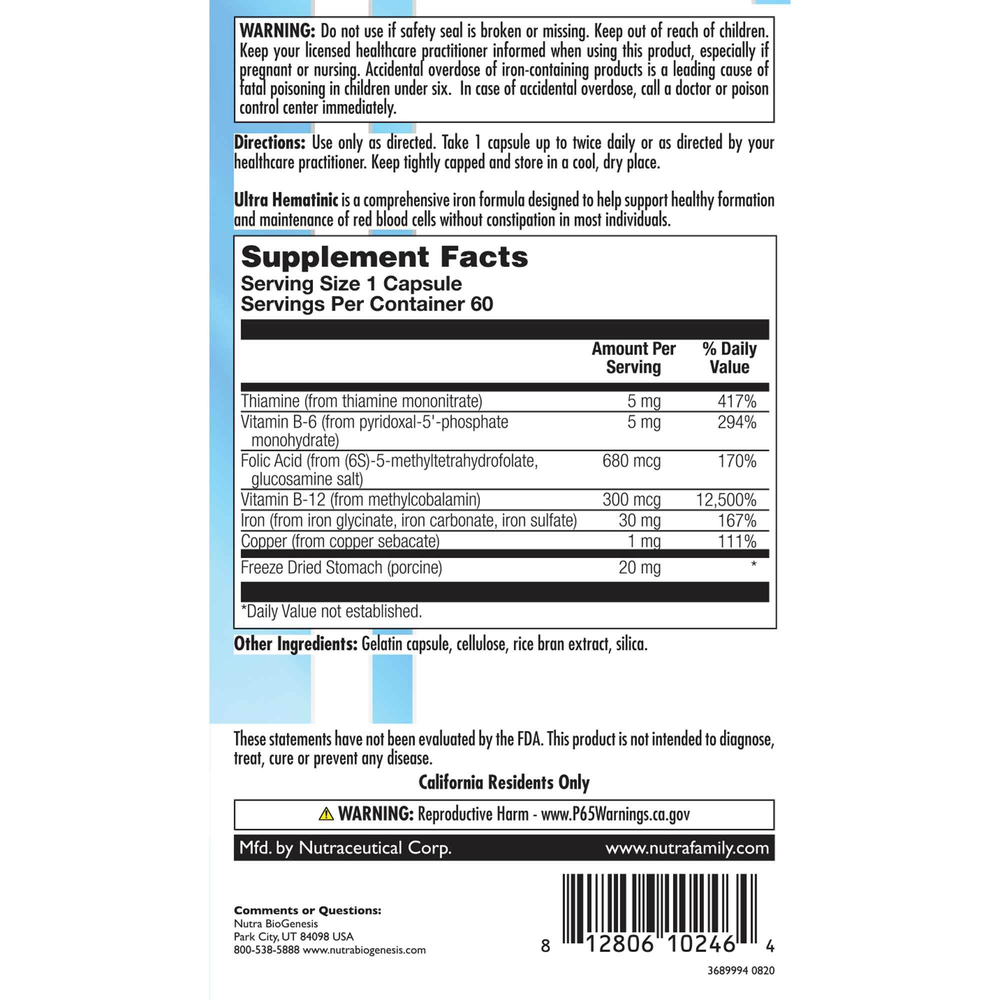 Product image for Ultra Hematinic.