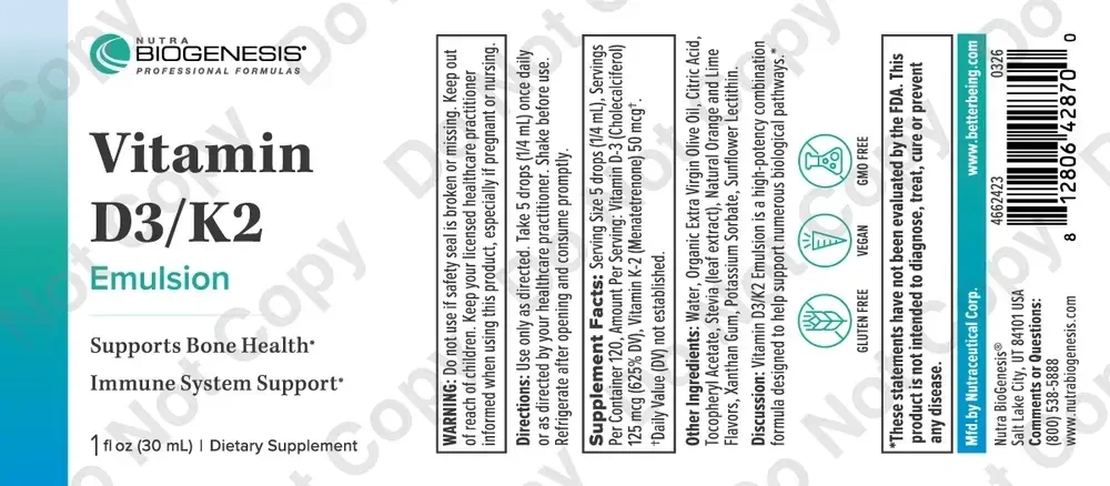 Product image for Vitamin D3-K2 Emulsion.
