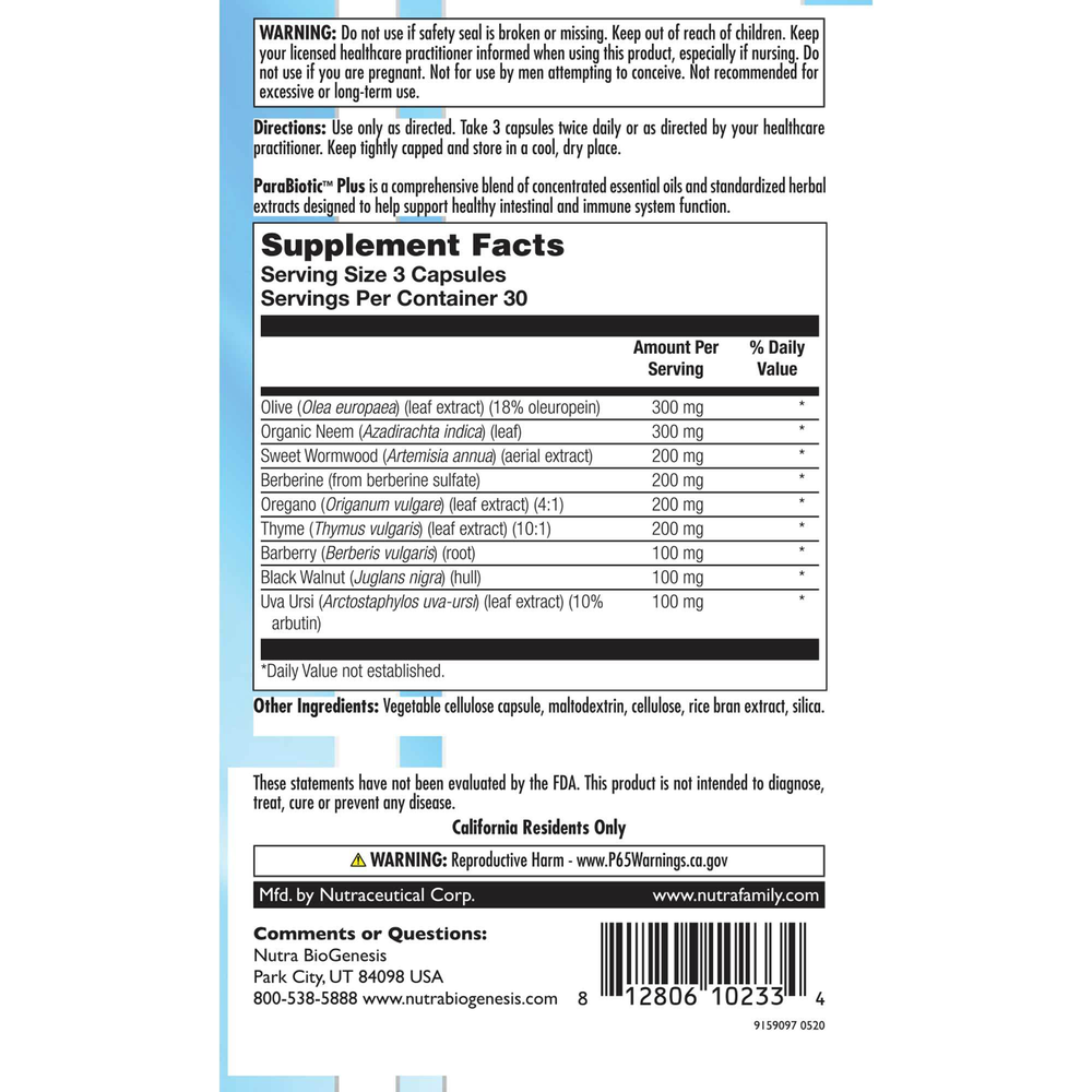 Product image for Para Biotic Plus.