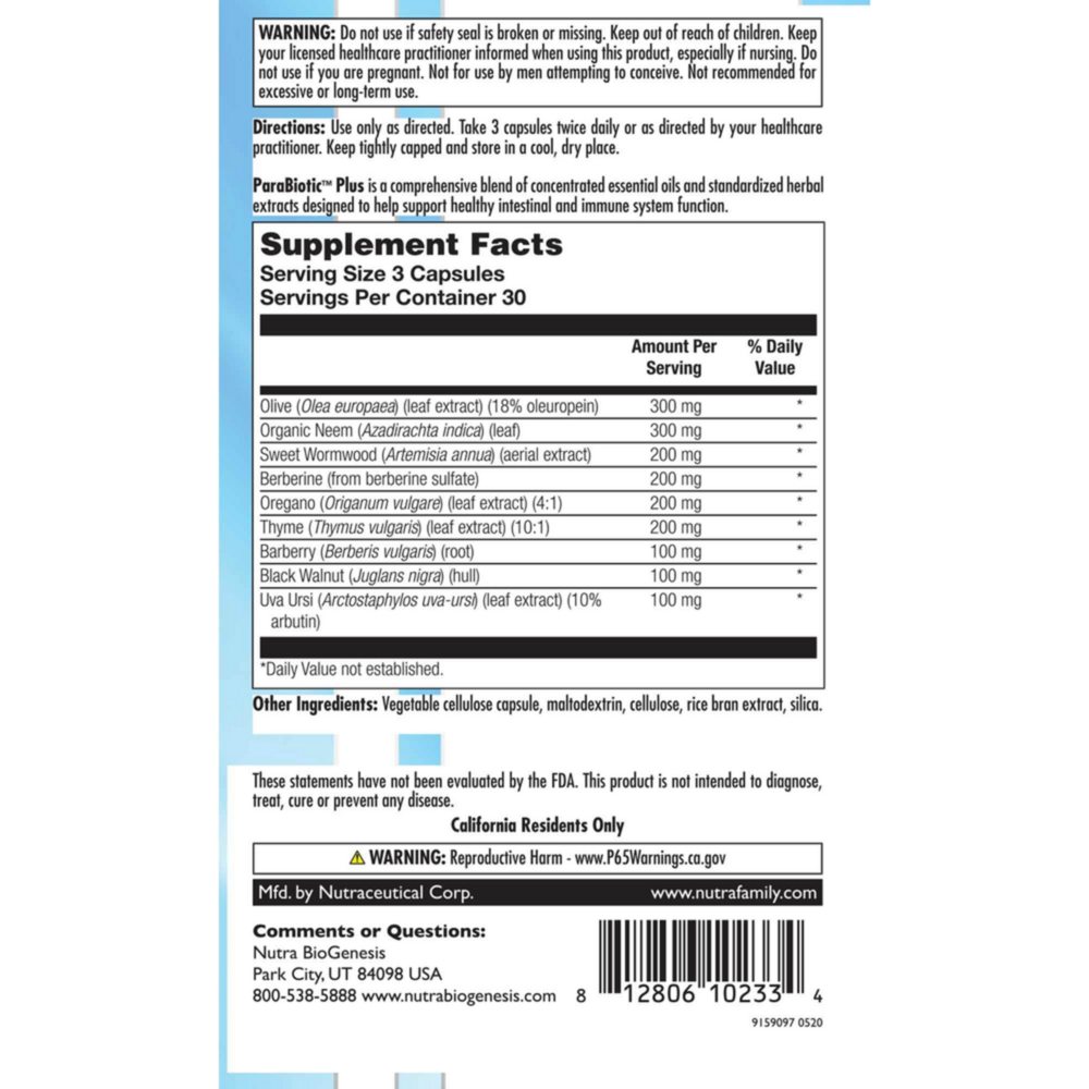 Product image for Para Biotic Plus.