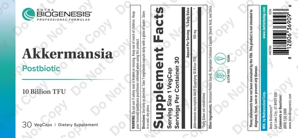 Product image for Akkermansia Postbiotic.