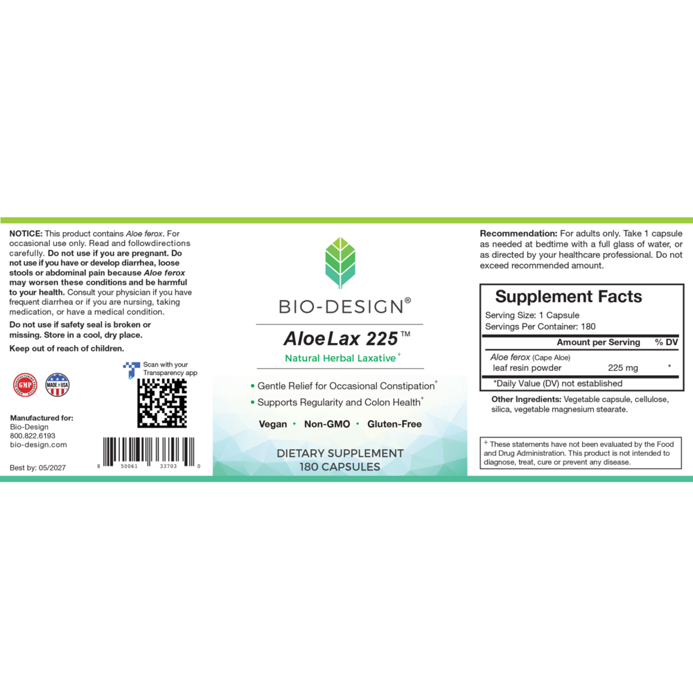 Product image for Aloe Lax 225.