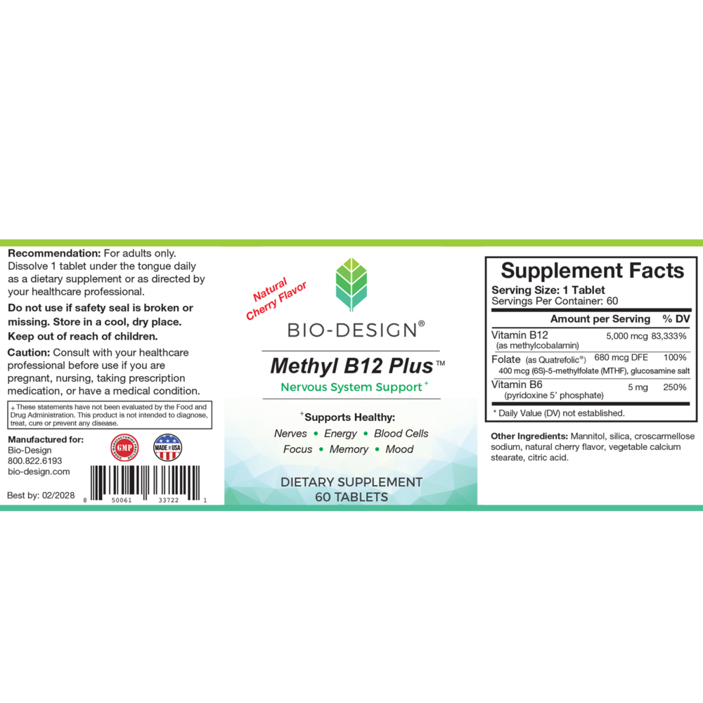 Product image for Methyl B12 Plus 5000 mcg, Natural Cherry Flavor.