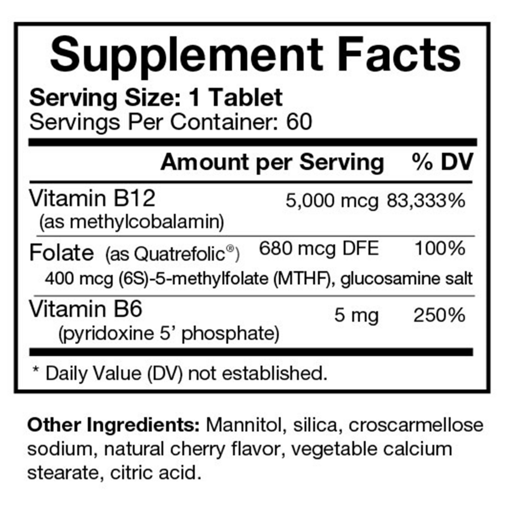 Product image for Methyl B12 Plus 5000 mcg, Natural Cherry Flavor.