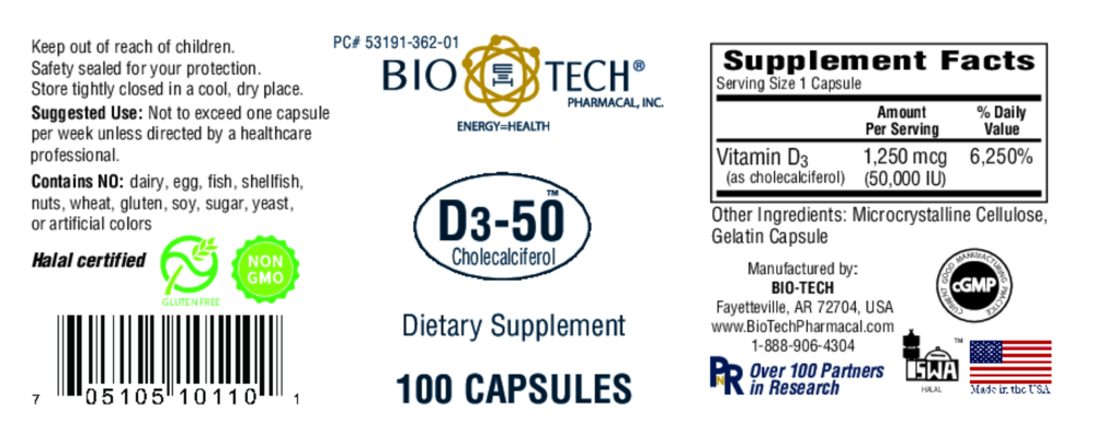 Product image for D3-50 50,000IU.