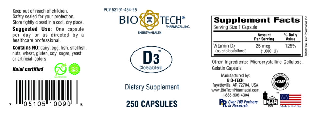 Product image for D3 1,000IU.