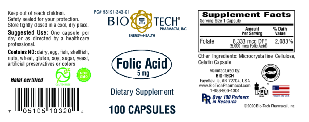 Product image for Folic Acid 5mg.