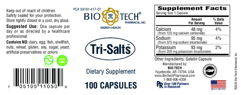 Product image for Tri-Salts Capsules.