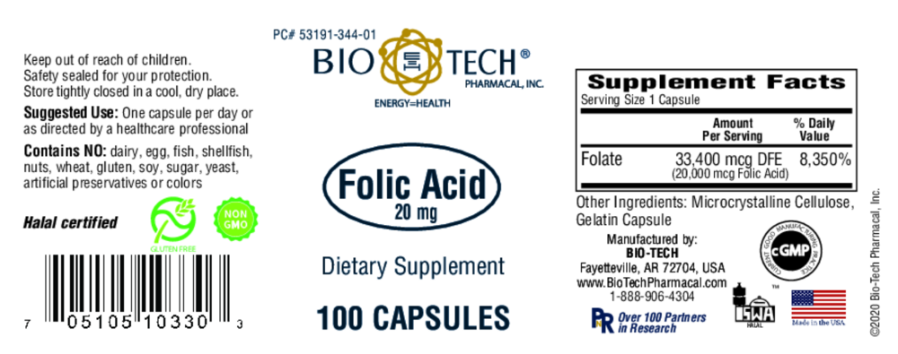 Product image for Folic Acid 20mg.