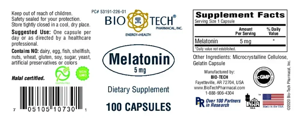 Product image for Melatonin 5mg.
