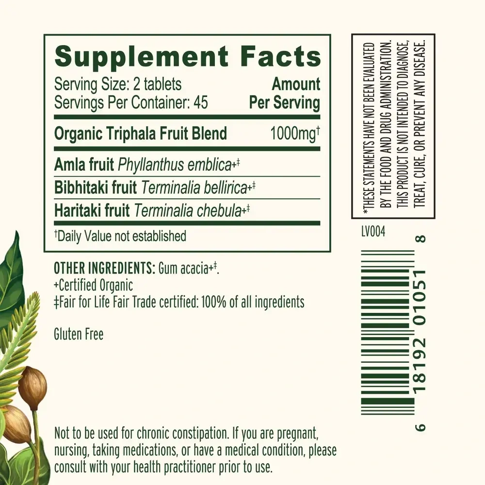 Product image for Organic Triphala Tablets.