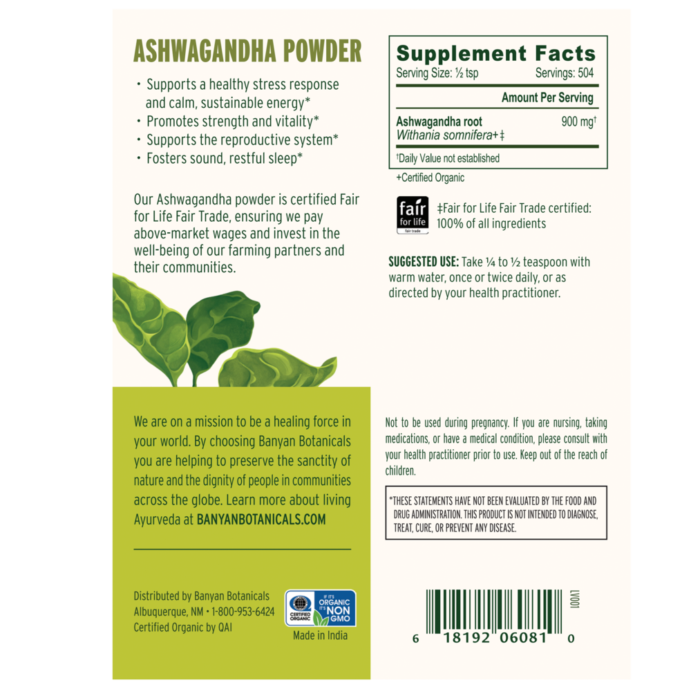 Product image for Ashwagandha Powder (Certified Organic).