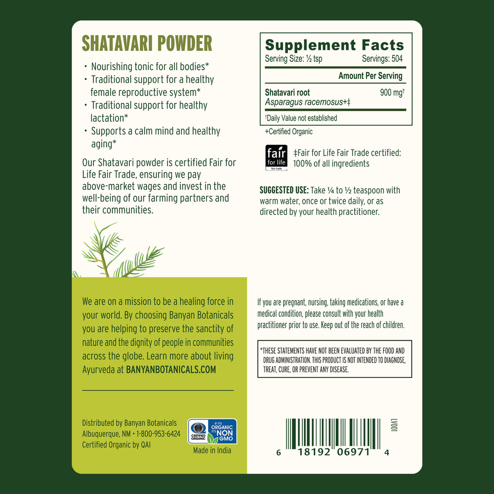 Product image for Shatavari Root Powder, Organic.