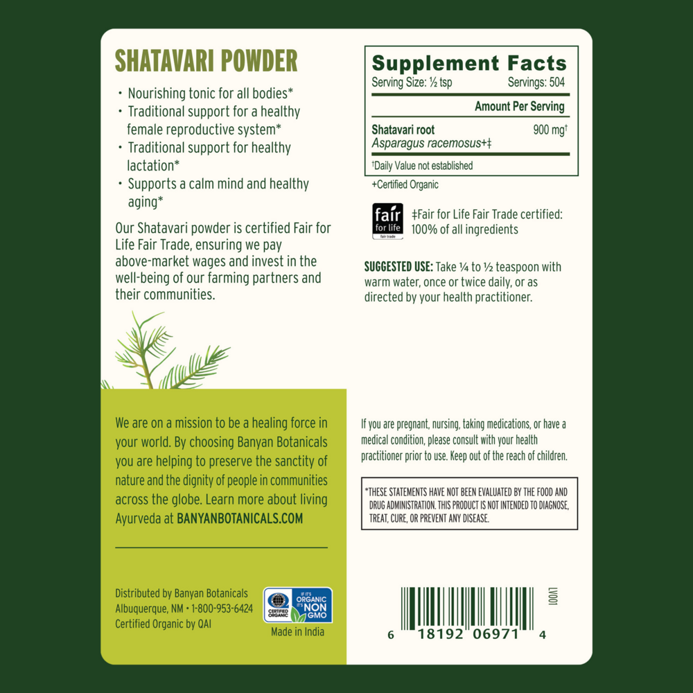 Product image for Shatavari Root Powder, Organic.