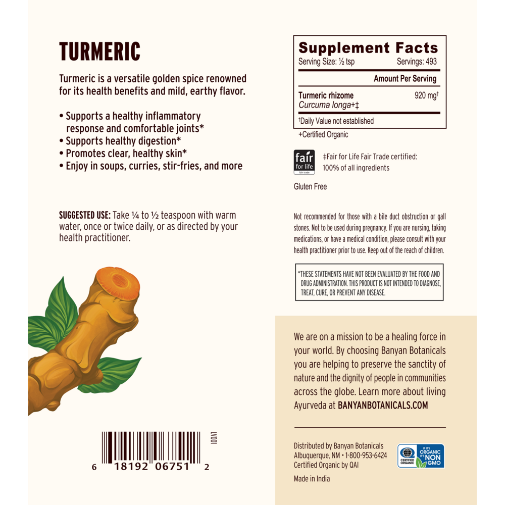 Product image for Turmeric Root Powder, Organic.