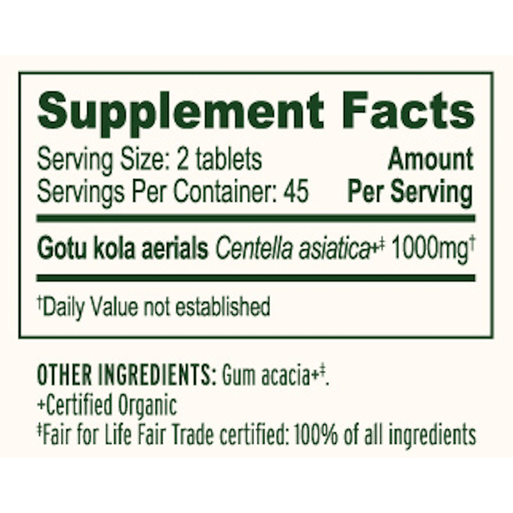 Product image for Gotu Kola Tablets.