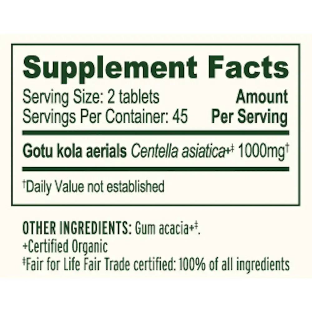 Product image for Gotu Kola Tablets.