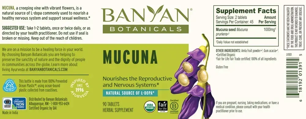 Product image for Mucuna (Kapikacchu) Tablets.