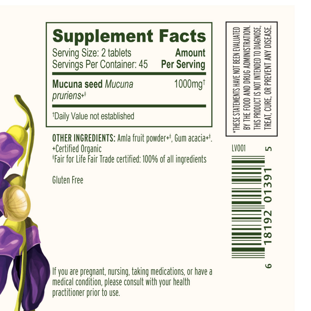 Product image for Mucuna (Kapikacchu) Tablets.