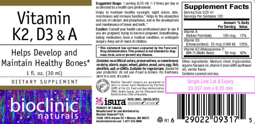 Product image for Vitamin K2, D3 &amp; A.