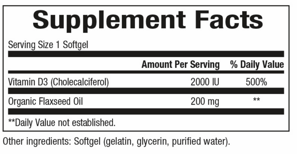 Product image for Vitamin D3 2000 IU.