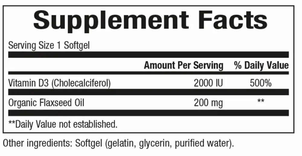 Product image for Vitamin D3 2000 IU.