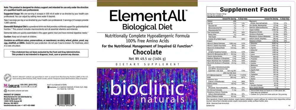 Product image for ElementAll Biological Diet - Chocolate.