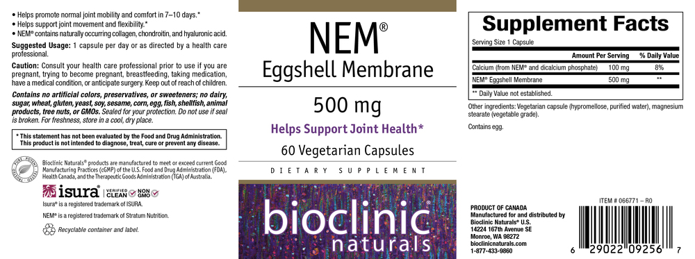 Product image for NEM Eggshell Membrane 500mg.