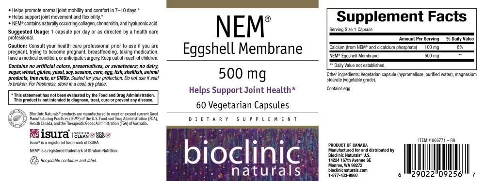 Product image for NEM Eggshell Membrane 500mg.