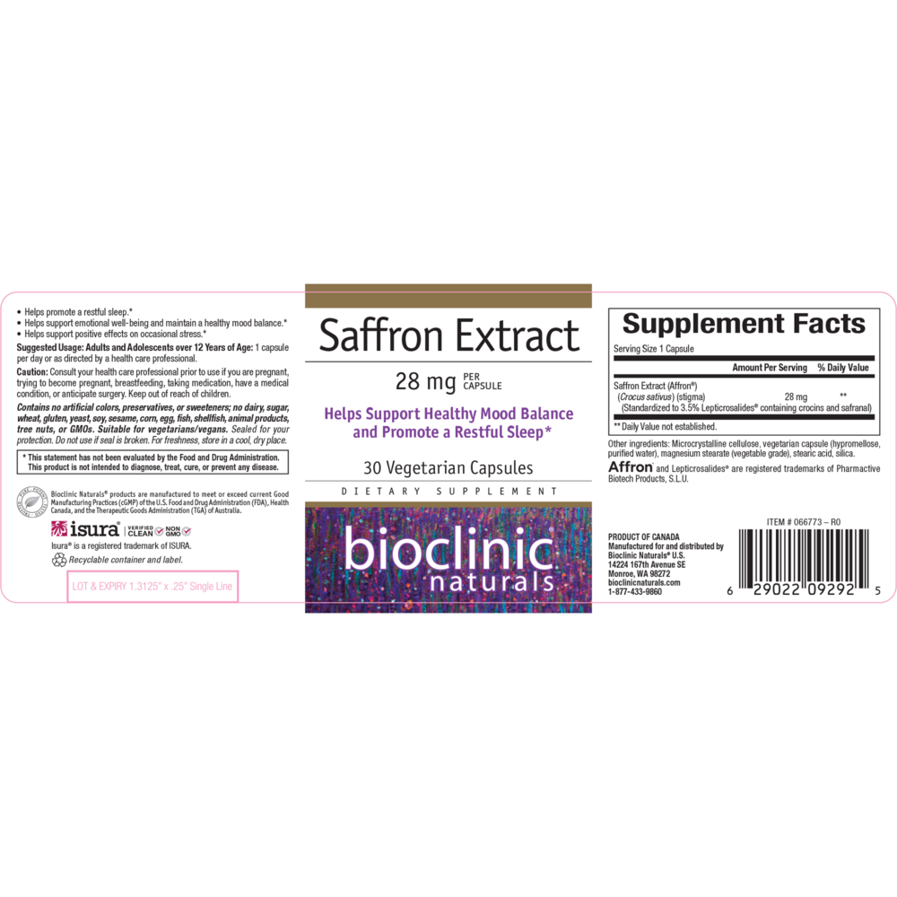 Product image for Saffron Extract 28mg.