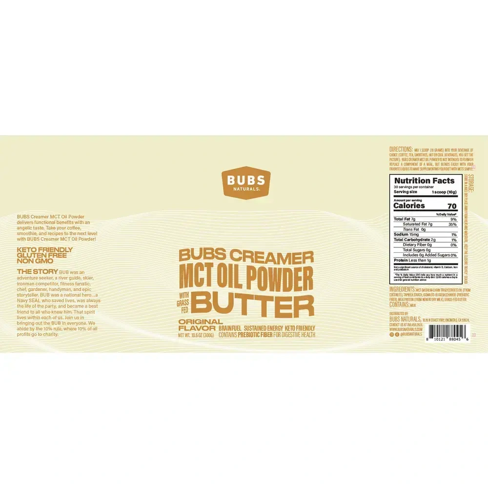 Product image for Bubs Creamer MCT Oil Powder.
