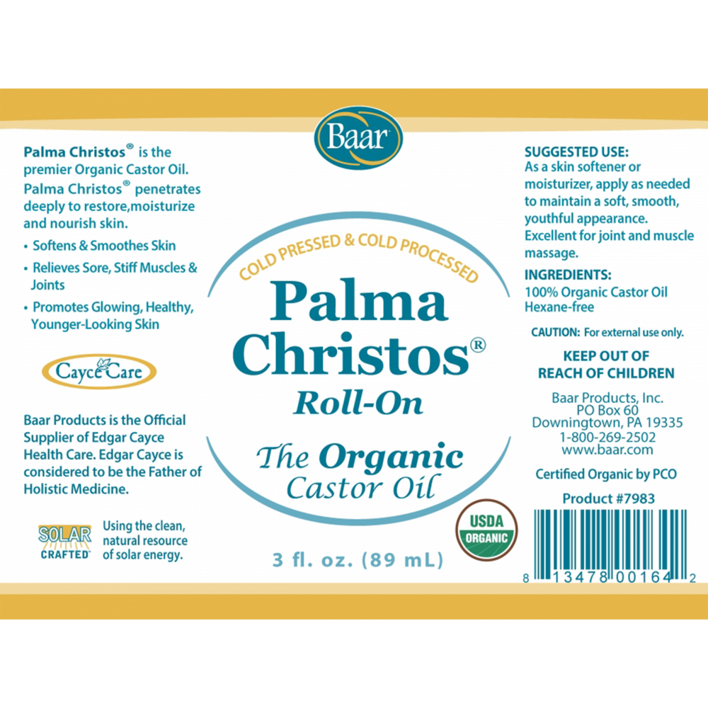 Product image for Palma Christos Organic Roll-On Castor Oil.