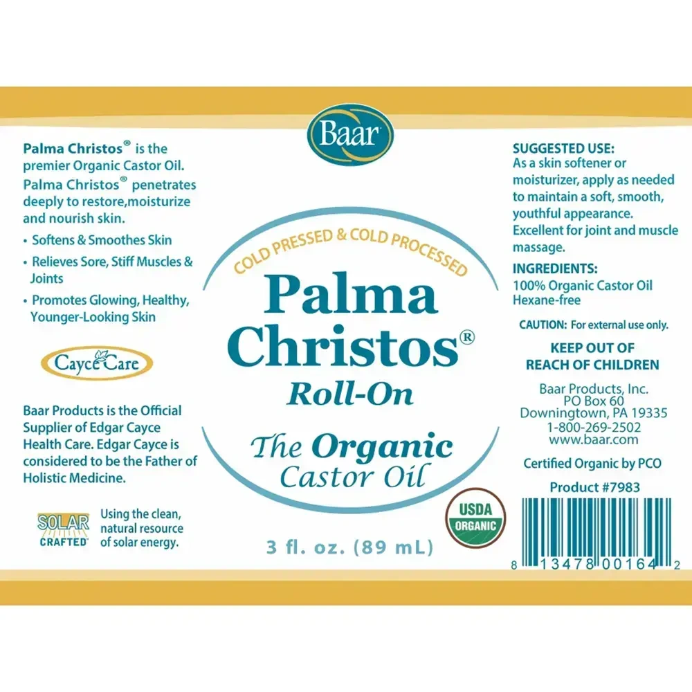Product image for Palma Christos Organic Roll-On Castor Oil.