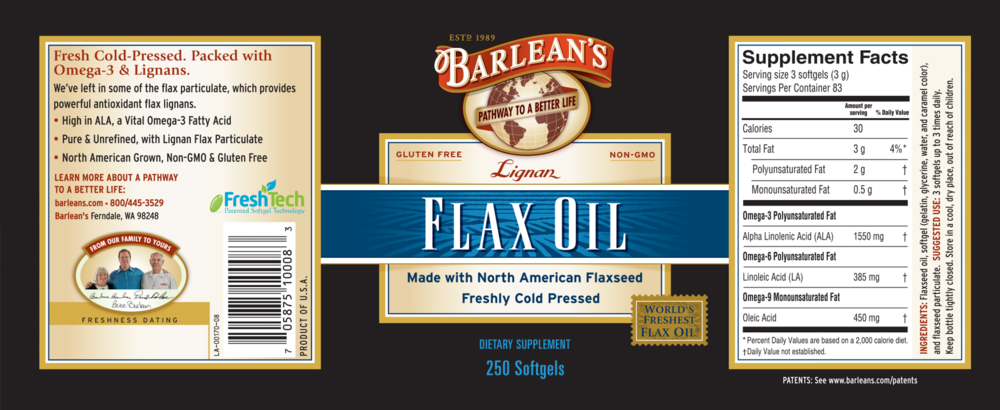 Product image for Lignan Flax Oil - Softgels.