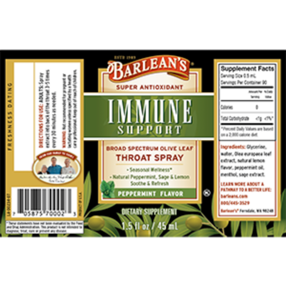 Product image for Olive Leaf Complex Throat Spray Peppermint.