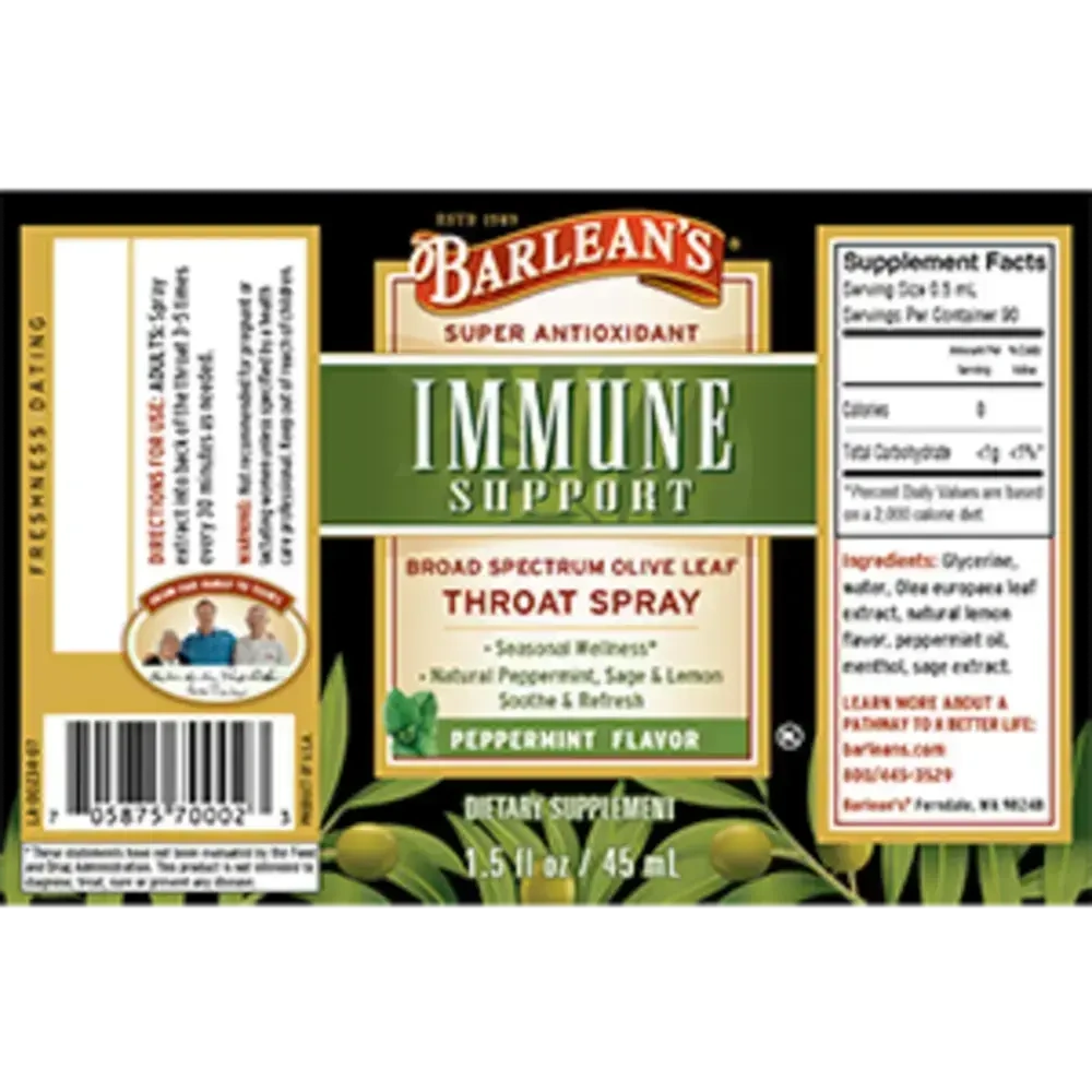 Product image for Olive Leaf Complex Throat Spray Peppermint.