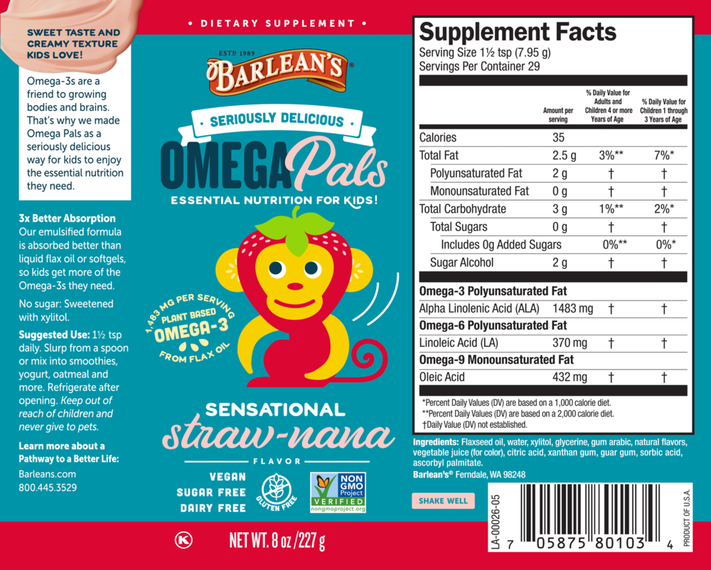 Product image for Seriously Delicious Omega Pals Sensational Straw-nana Flax Oil.