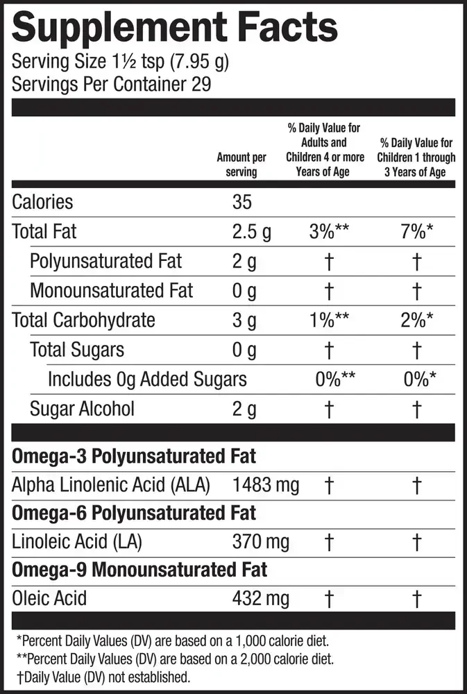 Product image for Seriously Delicious Omega Pals Sensational Straw-nana Flax Oil.