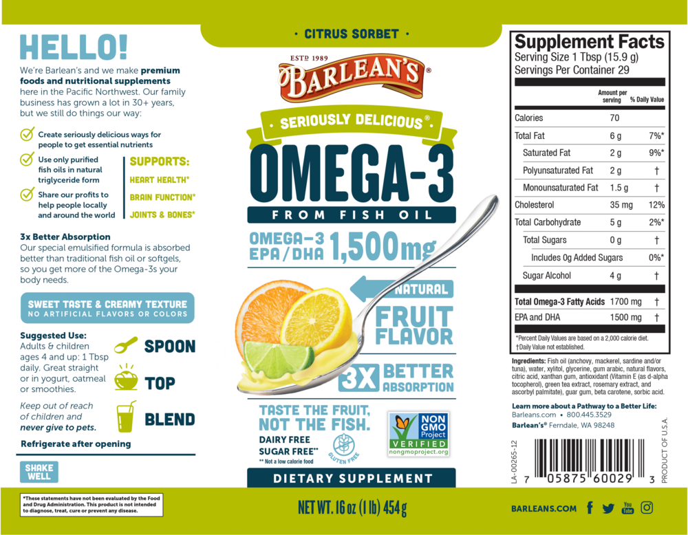 Product image for Seriously Delicious Omega-3 from Fish Oil, Citrus Sorbet.
