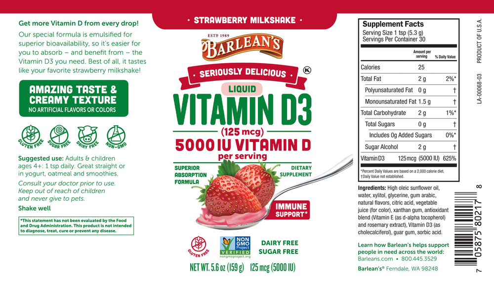 Product image for Seriously Delicious Vitamin D3 Strawberry Milkshake.