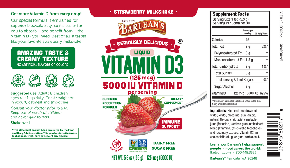 Product image for Seriously Delicious Vitamin D3 Strawberry Milkshake.