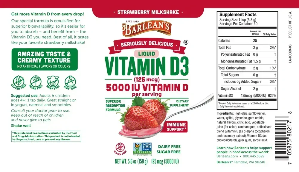 Product image for Seriously Delicious Vitamin D3 Strawberry Milkshake.