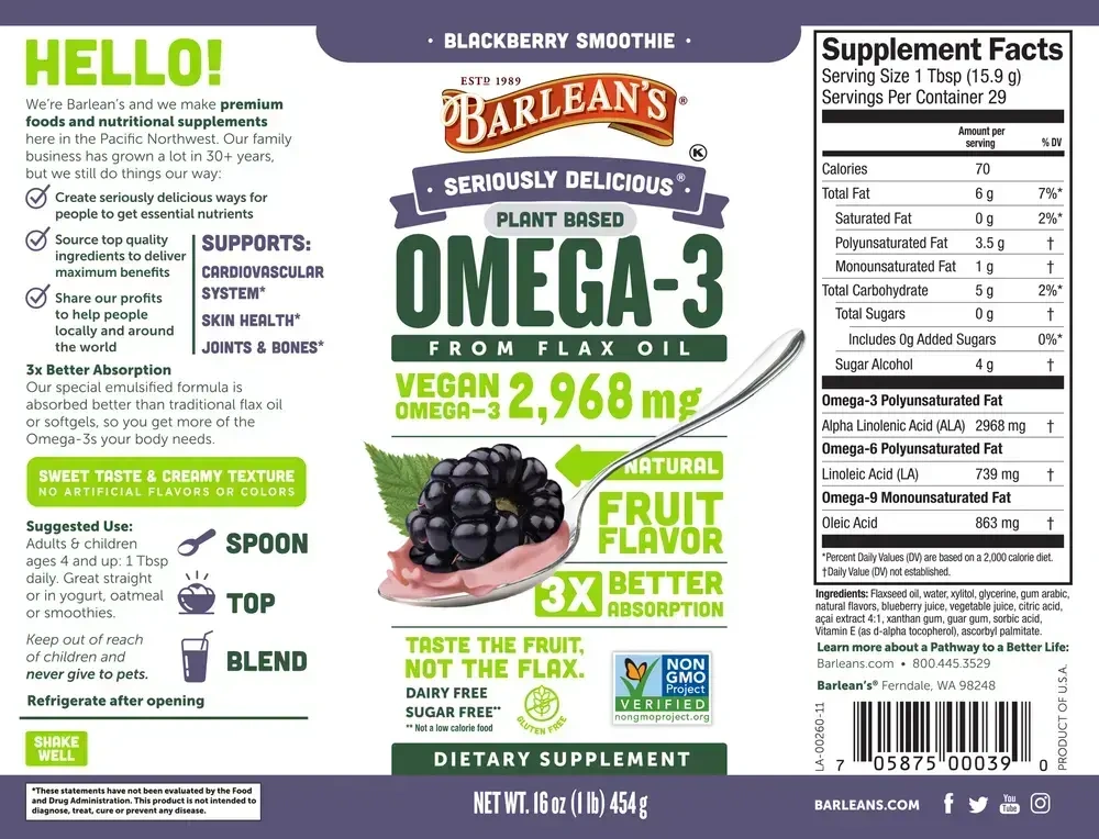 Product image for Omega-3 Vegan Blackberry Smoothie.