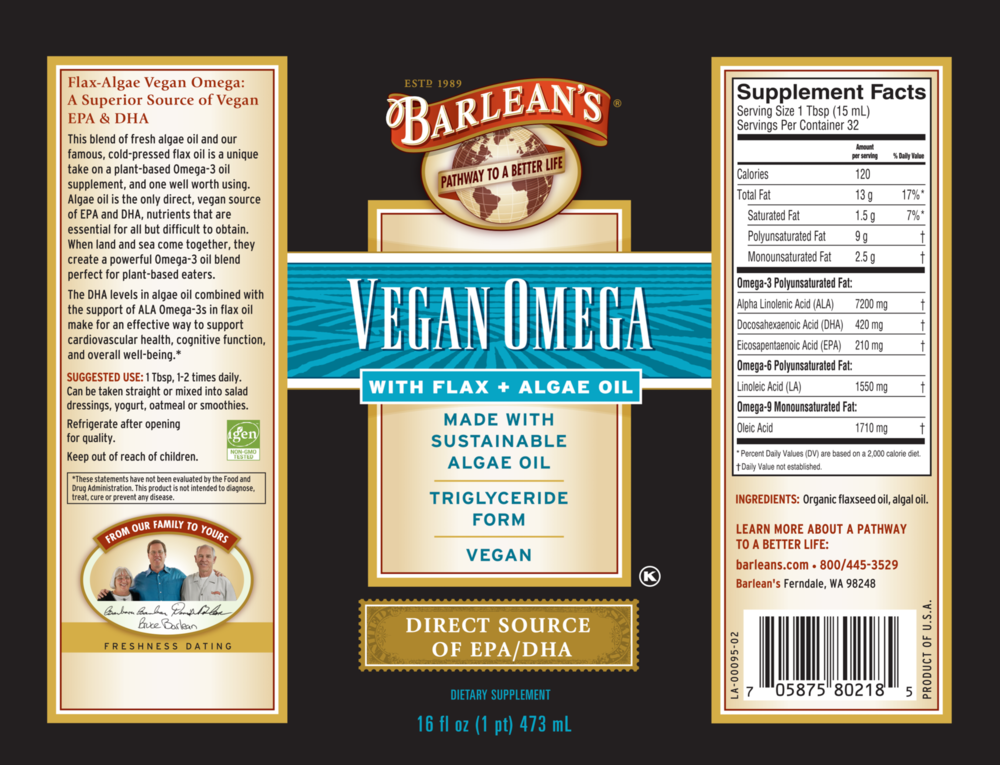 Product image for Vegan Omega; Flax &amp; Algae Oil Blend.