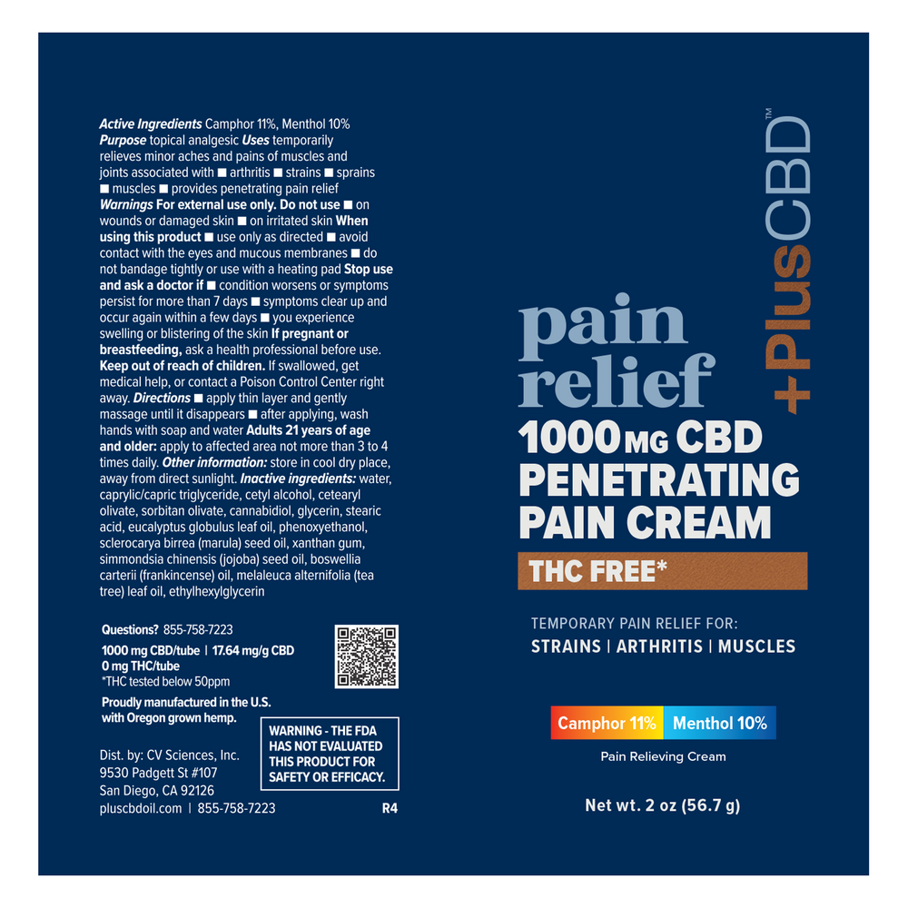 Product image for PlusCBD Pain Relief Penetrating Cream - 1000mg.