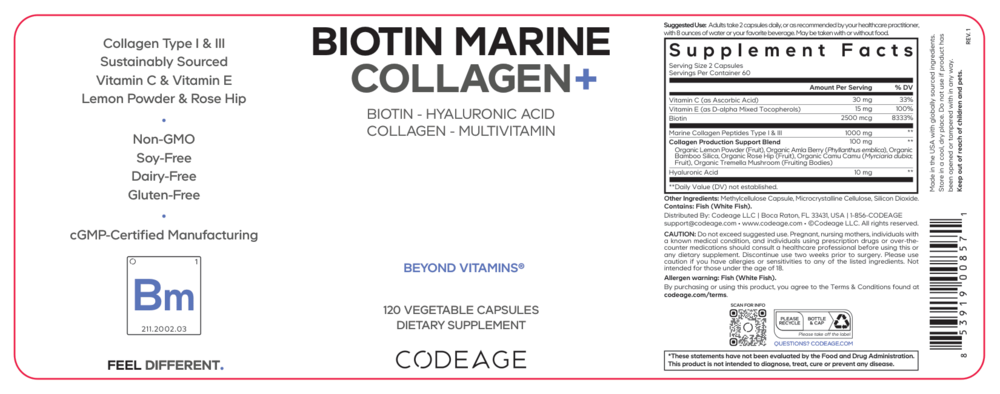 Product image for Biotin Marine Collagen + HA + Vit C.