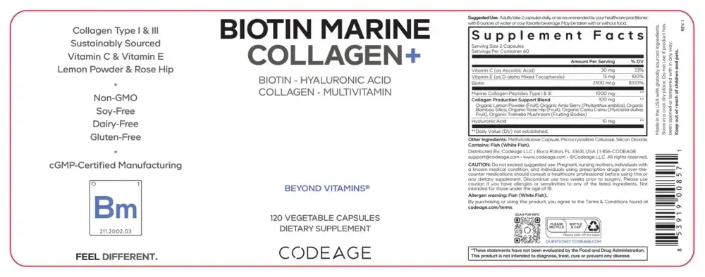 Product image for Biotin Marine Collagen + HA + Vit C.