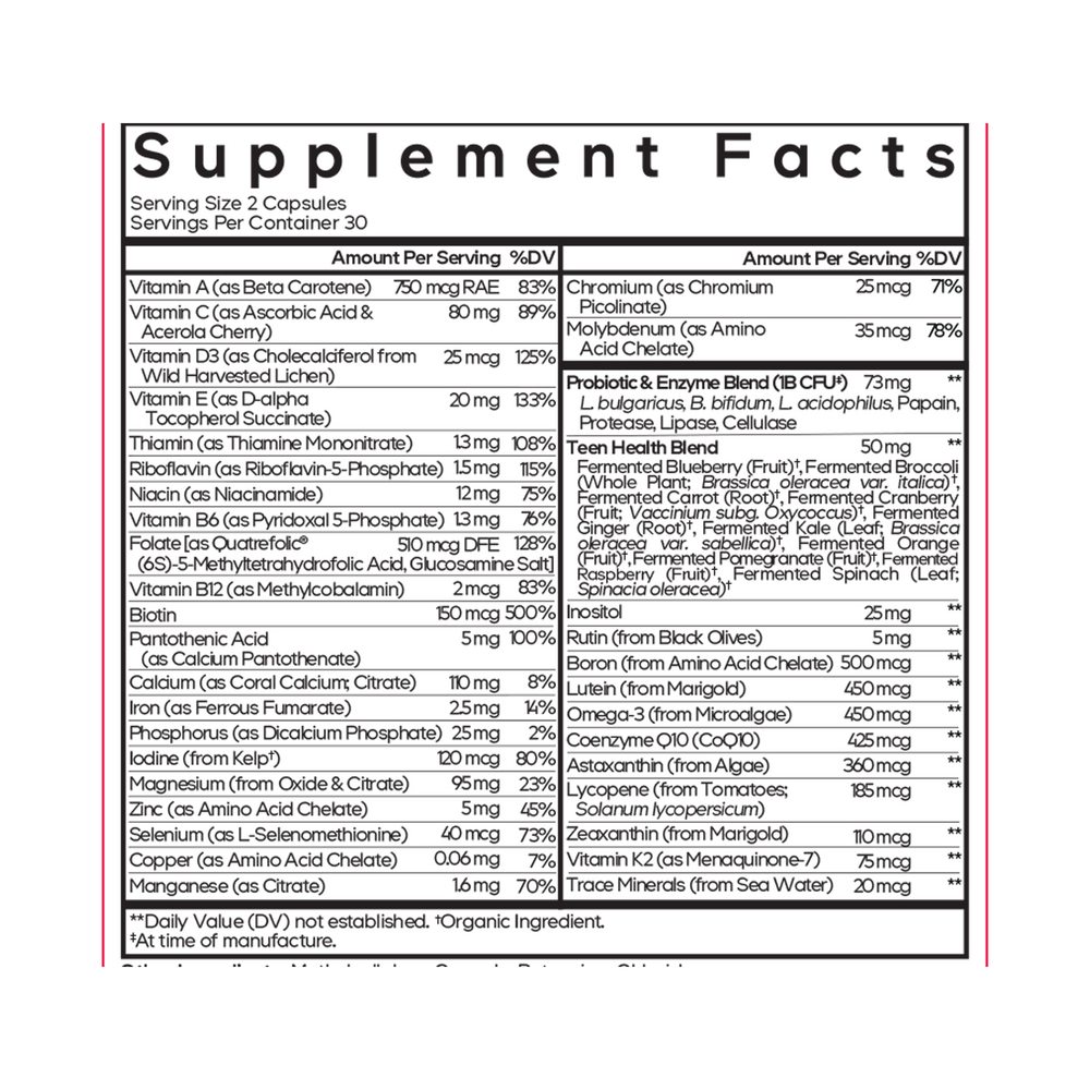 Product image for Teens Fermented Multivitamin.