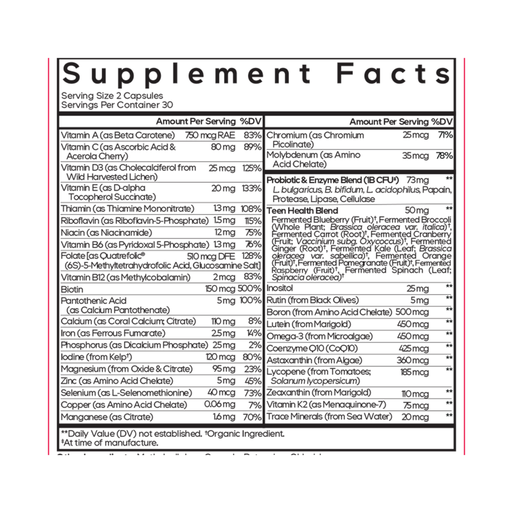 Product image for Teens Fermented Multivitamin.